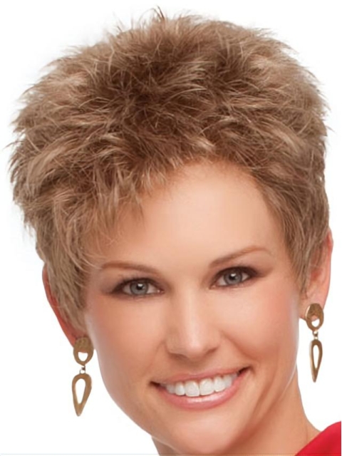 Nice Blonde Wavy Cropped Synthetic Wigs