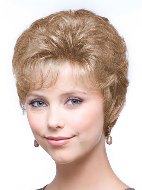 Preferential Blonde Wavy Cropped Classic Wigs