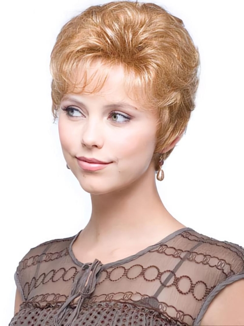 Preferential Blonde Wavy Cropped Classic Wigs