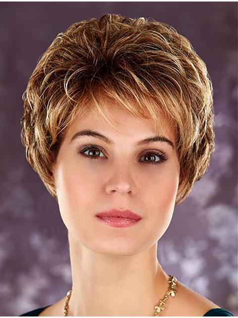 Blonde Wavy Synthetic Flexibility Short Wigs