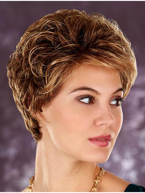 Blonde Wavy Synthetic Flexibility Short Wigs