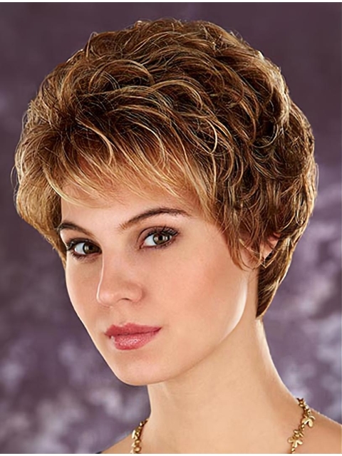 Blonde Wavy Synthetic Flexibility Short Wigs