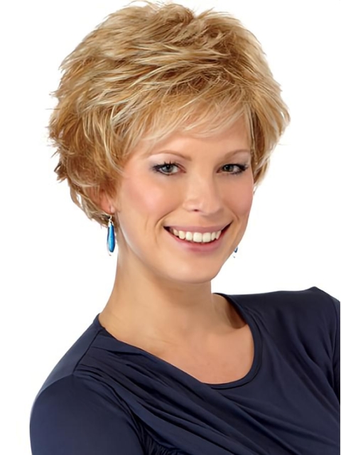 Beautiful Auburn Boycuts Wavy Short Wigs