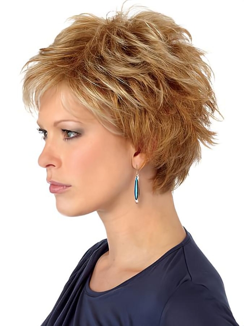 Beautiful Auburn Boycuts Wavy Short Wigs