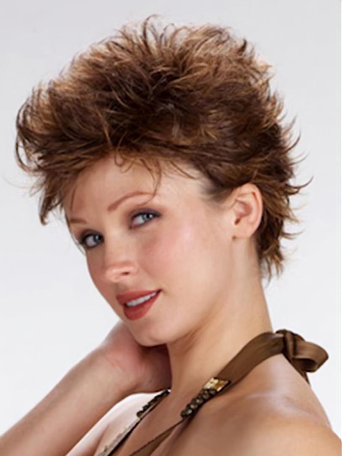 Brown Wholesome Boycuts Wavy Short Wigs