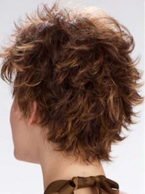 Brown Wholesome Boycuts Wavy Short Wigs