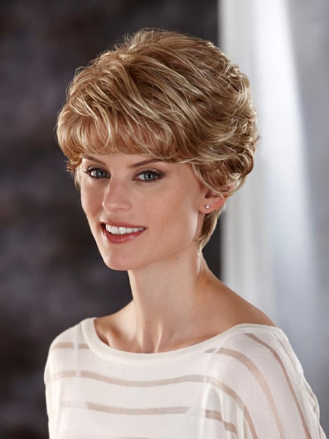 Beautiful Blonde Wavy Cropped Classic Wigs