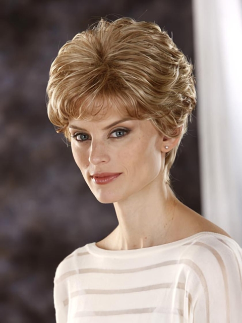 Beautiful Blonde Wavy Cropped Classic Wigs