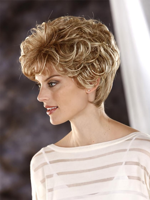 Beautiful Blonde Wavy Cropped Classic Wigs