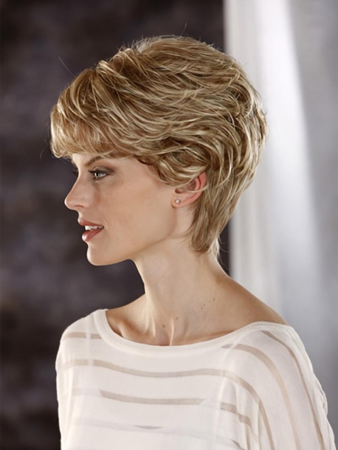 Beautiful Blonde Wavy Cropped Classic Wigs