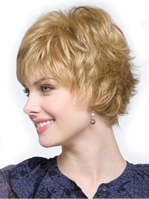 Natural Blonde Wavy Cropped Synthetic Wigs