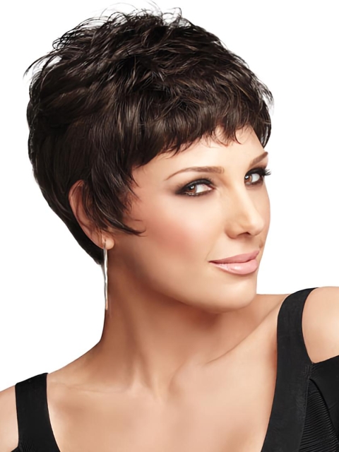 Mature Auburn Boycuts Wavy Short Wigs