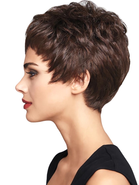 Mature Auburn Boycuts Wavy Short Wigs