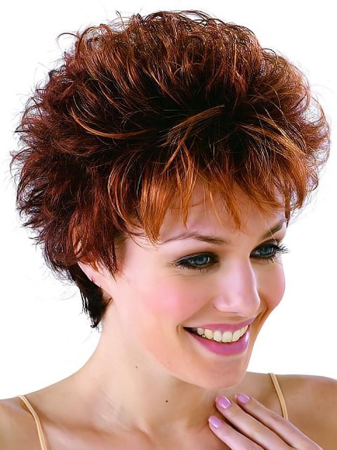 Convenient Monofilament Wavy Cropped Classic Wigs