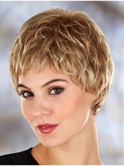 Blonde Wholesome Boycuts Wavy Short Wigs