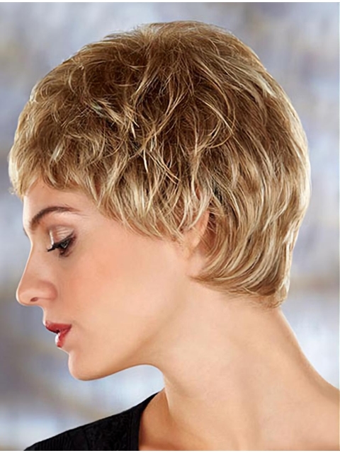 Blonde Wholesome Boycuts Wavy Short Wigs