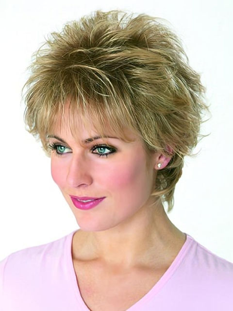 Blonde Traditiona Boycuts Wavy Short Wigs