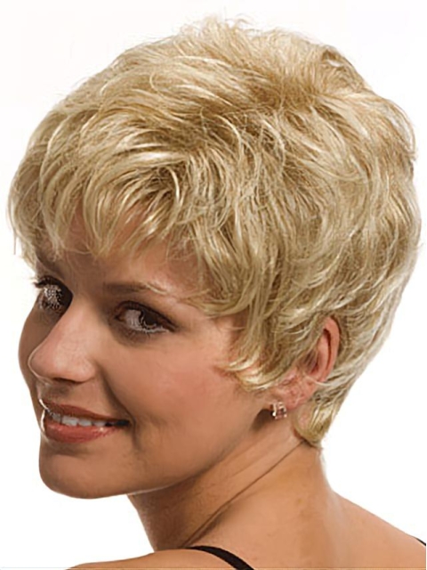 Modern Wavy Boycuts Blonde Short Wigs