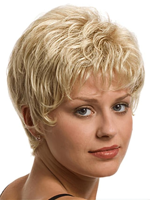 Modern Wavy Boycuts Blonde Short Wigs