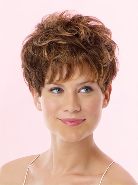 Brown Nice Lace Front Wavy Short Wigs