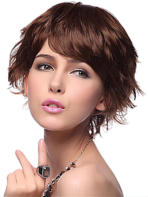 Online Auburn Layered Wavy Short Wigs