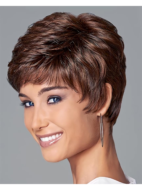 Easy Auburn Boycuts Wavy Short Wigs