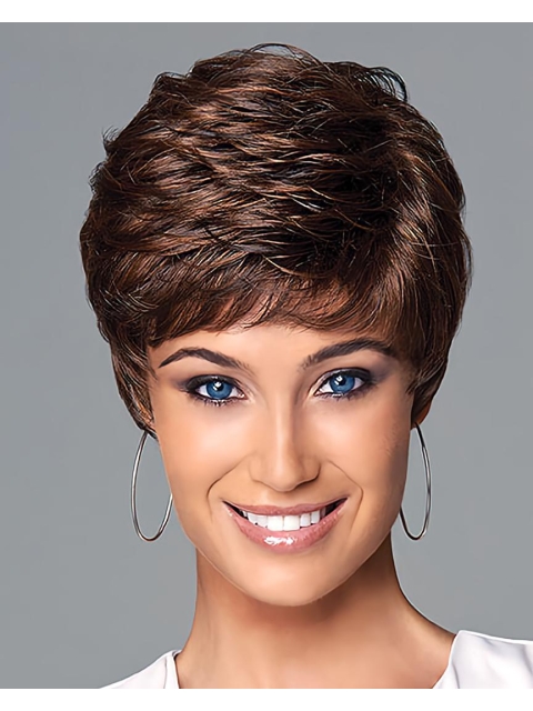 Easy Auburn Boycuts Wavy Short Wigs