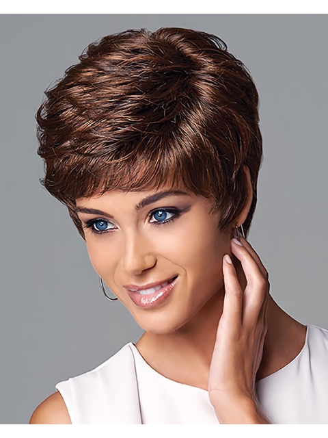 Easy Auburn Boycuts Wavy Short Wigs