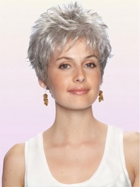 Preferential Wavy Cropped Synthetic Grey Wigs For Cancer