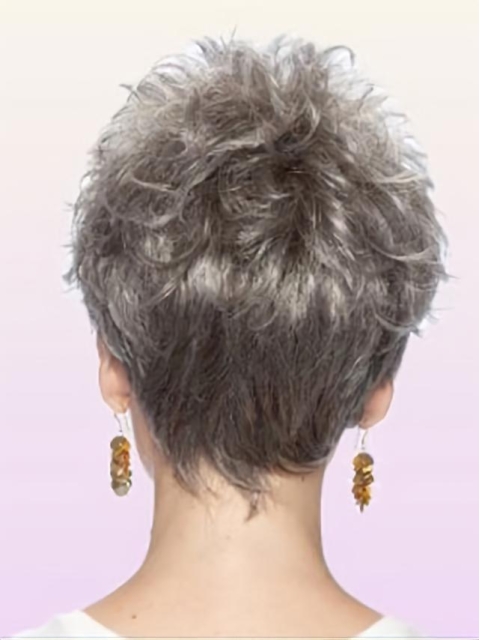 Preferential Wavy Cropped Synthetic Grey Wigs For Cancer