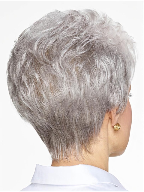 Short Grey Wavy 8" Women Classic Wig