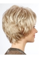 Wavy Chin Length Platinum Blonde 10" With Bangs Synthetic Mono Wig