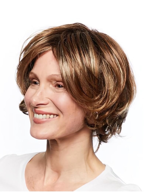 Auburn Synthetic Layered Wavy Chin Length Lace Front Wig