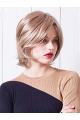 100% Hand-tied Platinum Blonde Chin Length Wavy 10" Bobs Ladies Synthetic Wigs