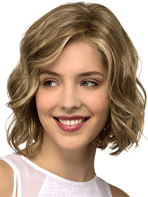 10" Wavy Blonde Bobs Medium Wigs