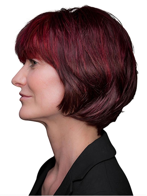 Remy Human Hair 10" Wavy Chin Length Red Wigs Bob