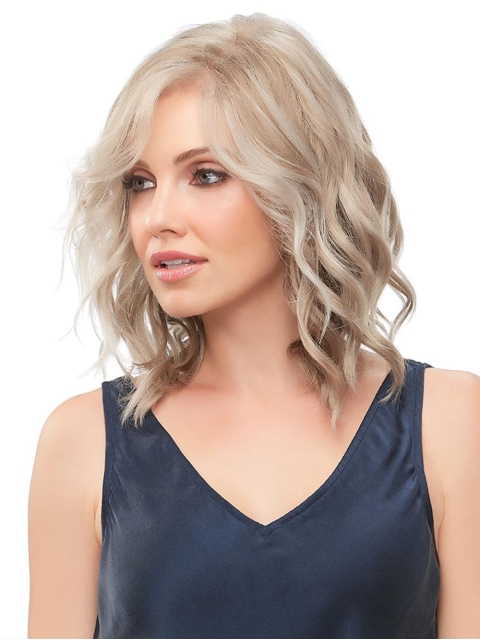 100% Hand-Tied Wavy 10" Blonde Synthetic Chin Length Bob Wigs