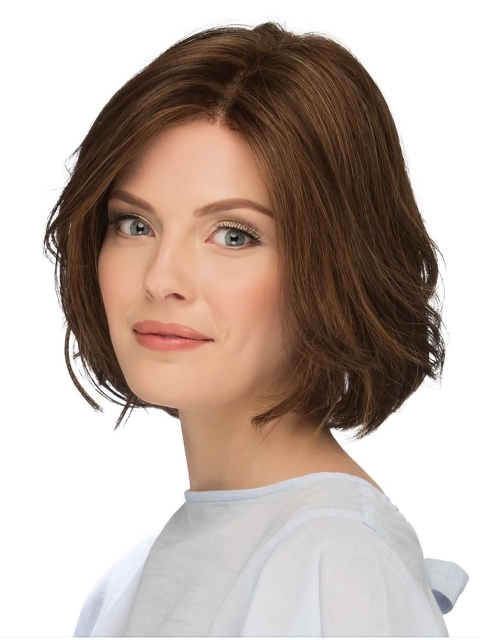 10" Chin Length Natural Brown Wavy Bob Wigs