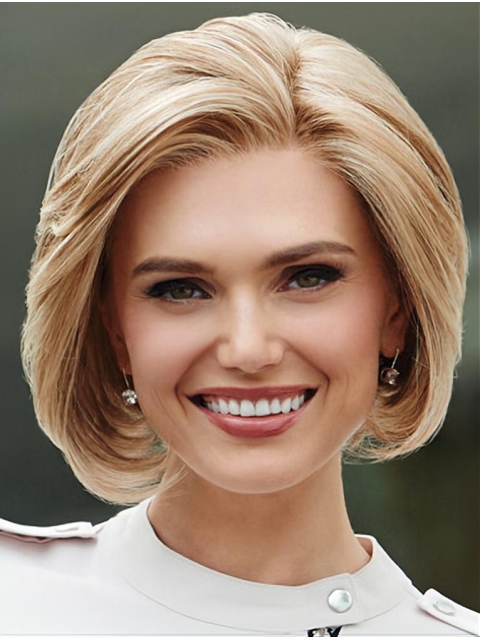 Monofilament Blonde Wavy Bobs 10" Synthetic Wigs