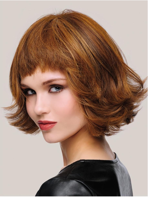 Perfect 10" Chin Length Wavy Auburn Bob Wigs