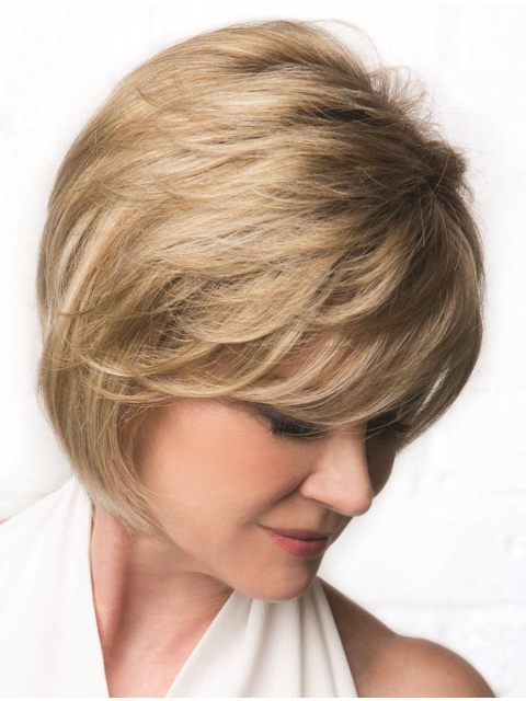 Wavy Bobs Blonde 10" Monofilament Cancer Wigs For Women