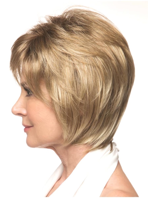 Wavy Bobs Blonde 10" Monofilament Cancer Wigs For Women