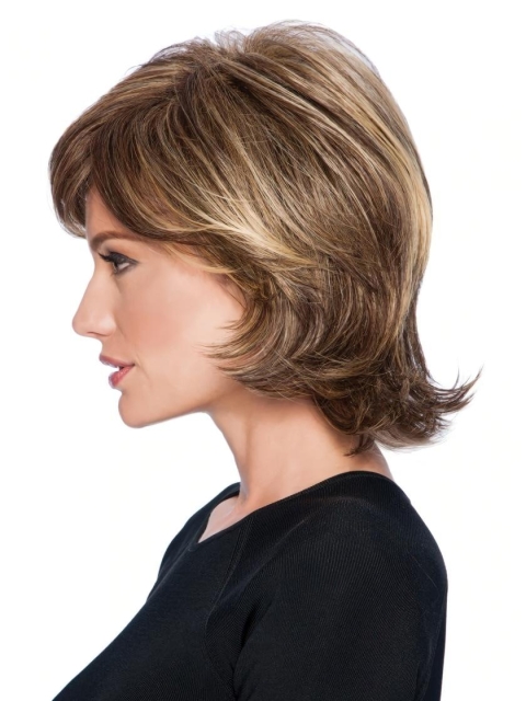 Brown Capless 12" Layered Top Synthetic Wigs