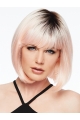 Pink Capless 10" With Bangs Trendy Synthetic Wigs