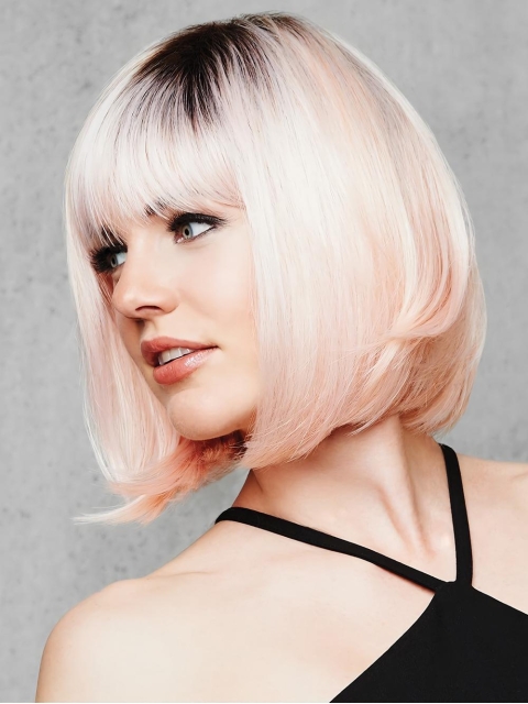 Pink Capless 10" With Bangs Trendy Synthetic Wigs