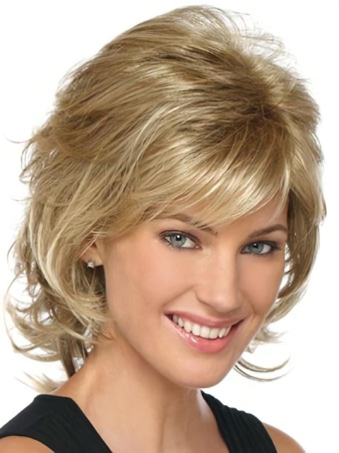 Durable Blonde Wavy Chin Length Classic Wigs