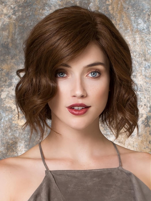 Trendy Brown 10" Wavy Human Hair Wigs 