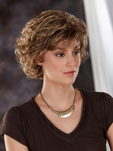 Amazing Brown Wavy Chin Length Classic Wigs