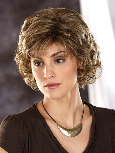 Amazing Brown Wavy Chin Length Classic Wigs