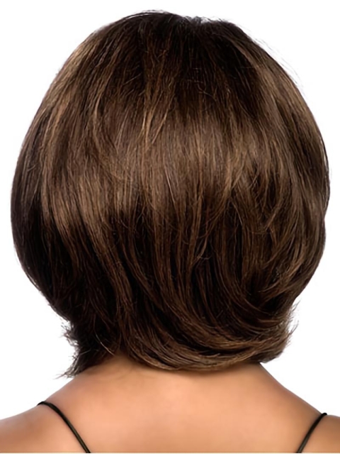 Durable Brown Wavy Chin Length African American Wigs